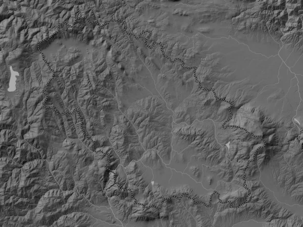 Pernik Province Bulgaria Grayscale Elevation Map Lakes Rivers — Stock Photo, Image