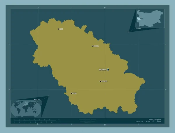 Pernik Provincia Bulgaria Forma Tinta Unita Località Nomi Delle Principali — Foto Stock