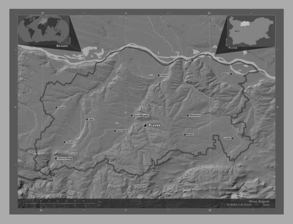 Плевен Провинция Болгария Карта Рельефа Билевела Озерами Реками Места Названия — стоковое фото