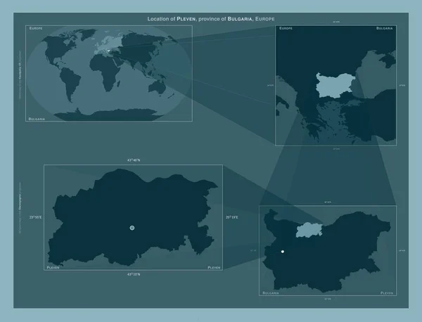 Плевен Провинция Болгария Диаграмма Показывающая Расположение Региона Крупных Картах Состав — стоковое фото