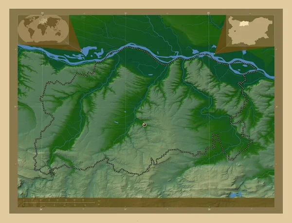 Pleven Província Bulgária Mapa Elevação Colorido Com Lagos Rios Mapa — Fotografia de Stock