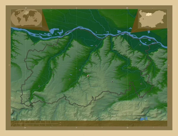 Pleven Provinsen Bulgarien Färgade Höjd Karta Med Sjöar Och Floder — Stockfoto