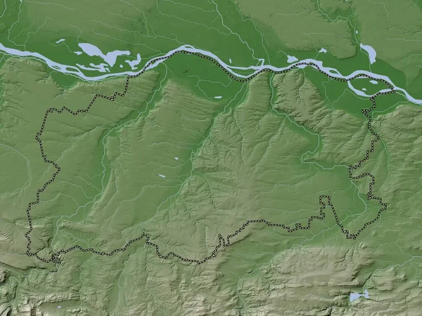 Pleven Province Bulgaria 带有湖泊和河流的Wiki风格的高程图 — 图库照片