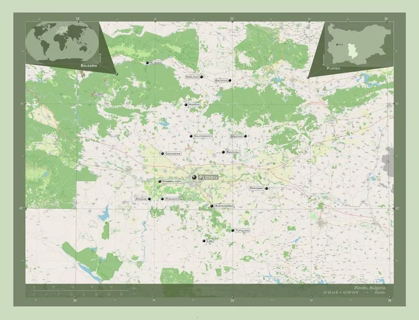 Plovdiv Província Bulgária Abrir Mapa Rua Locais Nomes Das Principais — Fotografia de Stock