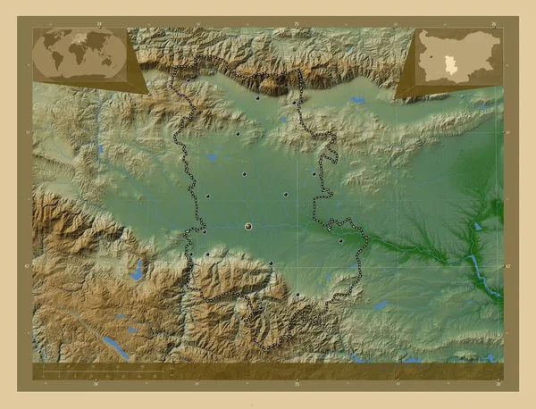 Plovdiv Provincie Bulharsko Barevná Mapa Jezery Řekami Umístění Velkých Měst — Stock fotografie