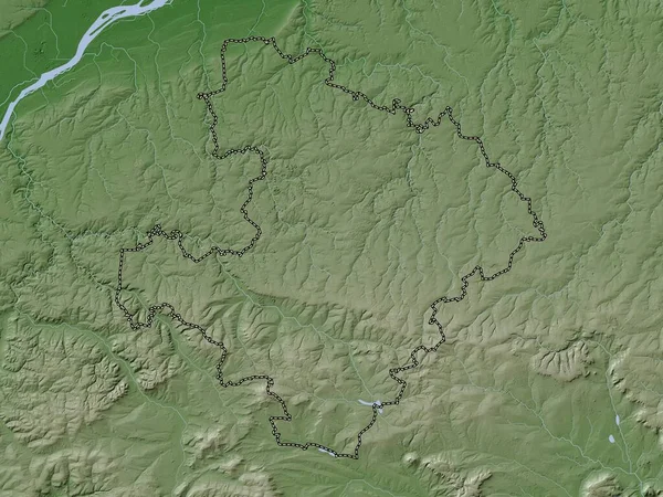 Razgrad Bulgaristan Ili Yükseklik Haritası Göller Nehirlerle Wiki Stilinde Renklendirilmiştir — Stok fotoğraf