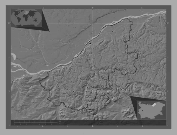 Русе Провінція Болгарія Білевелівська Карта Висот Озерами Річками Розташування Великих — стокове фото