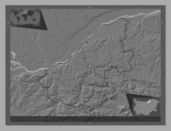 Русе Провінція Болгарія Білевелівська Карта Висот Озерами Річками Кутові Допоміжні — стокове фото
