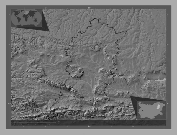 Shumen Provincie Bulgarije Hoogteplattegrond Met Meren Rivieren Hulplocatiekaarten Hoek — Stockfoto