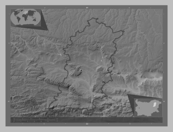 Schumen Provinz Von Bulgarien Graustufen Höhenkarte Mit Seen Und Flüssen — Stockfoto