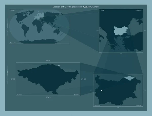 Силистра Провинция Болгарии Диаграмма Показывающая Расположение Региона Крупных Картах Состав — стоковое фото