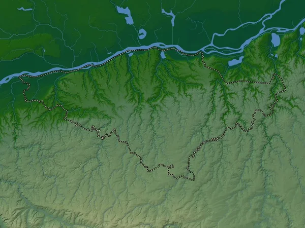 Silistra Province Bulgaria Colored Elevation Map Lakes Rivers — Stock Photo, Image