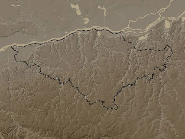 Силистра Провинция Болгарии Карта Высот Окрашенная Сепиевые Тона Озерами Реками — стоковое фото