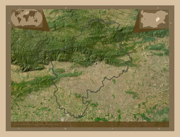 斯利文 保加利亚省 低分辨率卫星地图 角辅助位置图 — 图库照片