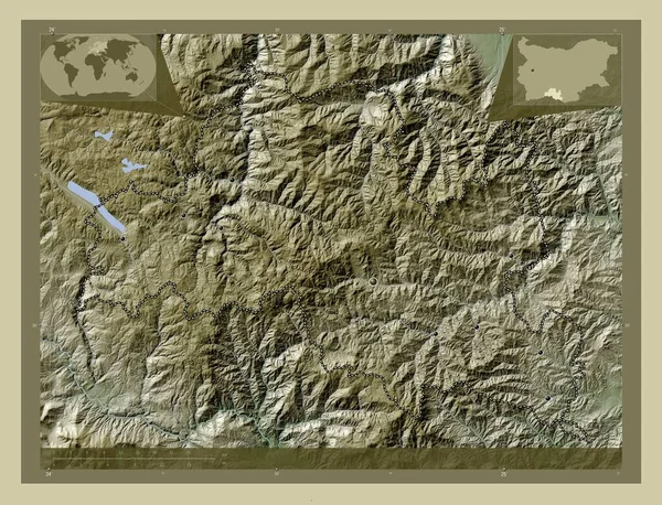 Smolyan Provincie Bulharsko Zdvihová Mapa Zbarvená Stylu Wiki Jezery Řekami — Stock fotografie