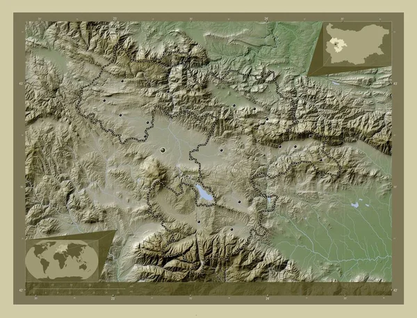 Σόφια Επαρχία Της Βουλγαρίας Υψόμετρο Χάρτη Χρωματισμένο Στυλ Wiki Λίμνες — Φωτογραφία Αρχείου