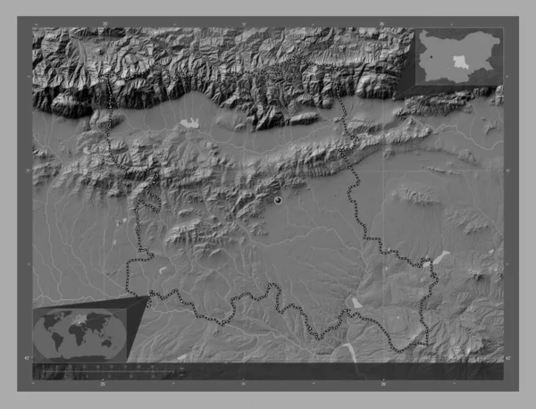 Stara Zagora Provincie Bulgarije Hoogteplattegrond Met Meren Rivieren Hulplocatiekaarten Hoek — Stockfoto