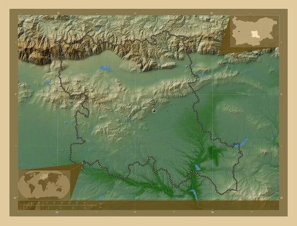 Stara Zagora Επαρχία Της Βουλγαρίας Χρωματιστός Υψομετρικός Χάρτης Λίμνες Και — Φωτογραφία Αρχείου