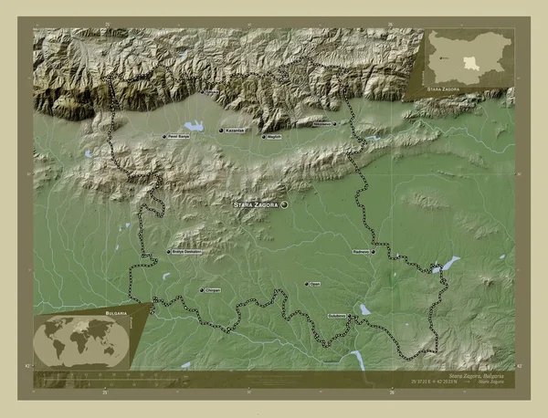 Стара Загора Провінція Болгарія Висота Карти Забарвлена Вікі Стилі Озерами — стокове фото