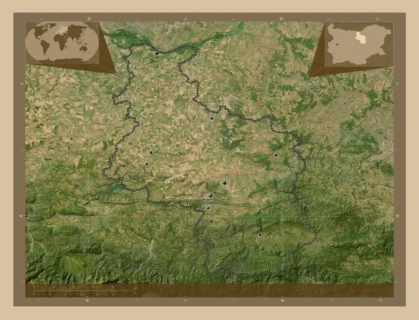 Veliko Tarnovo 保加利亚省 低分辨率卫星地图 该区域主要城市的所在地点 角辅助位置图 — 图库照片