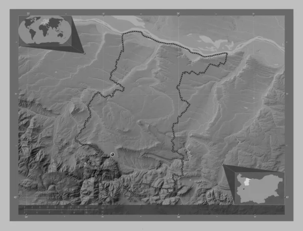 Враца Провінція Болгарія Граймасштабна Мапа Висот Озерами Річками Кутові Допоміжні — стокове фото