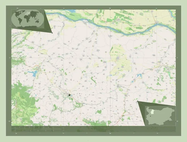 Vratsa Prowincja Bułgarii Otwórz Mapę Ulic Pomocnicze Mapy Położenia Narożnika — Zdjęcie stockowe