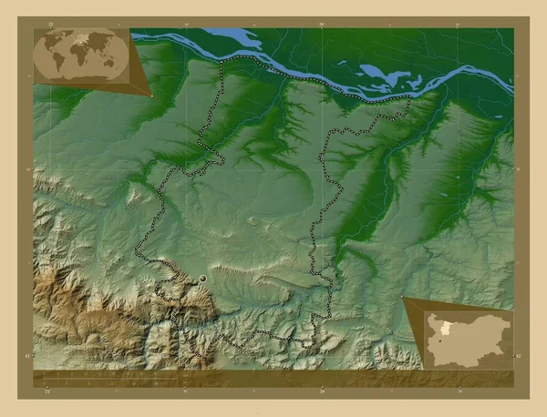 Vratsa Provincia Bulgaria Mapa Elevación Colores Con Lagos Ríos Mapas —  Fotos de Stock