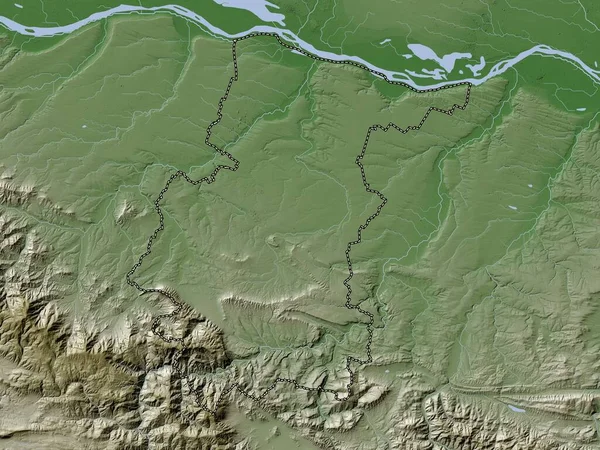 保加利亚省弗拉特萨 带有湖泊和河流的Wiki风格的高程图 — 图库照片