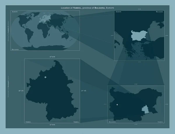 Yambol Provincia Bulgaria Diagrama Que Muestra Ubicación Región Mapas Gran —  Fotos de Stock