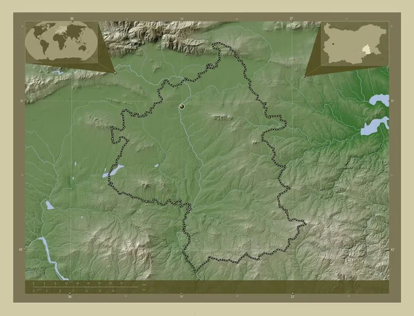 Yambol Prowincja Bułgarii Mapa Wzniesień Kolorowa Stylu Wiki Jeziorami Rzekami — Zdjęcie stockowe