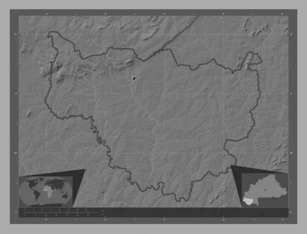 Каскады Область Буркина Фасо Карта Рельефа Билевела Озерами Реками Места — стоковое фото