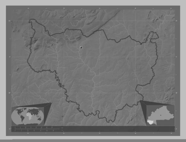 Cascades Regionen Burkina Faso Grayscale Höjdkarta Med Sjöar Och Floder — Stockfoto