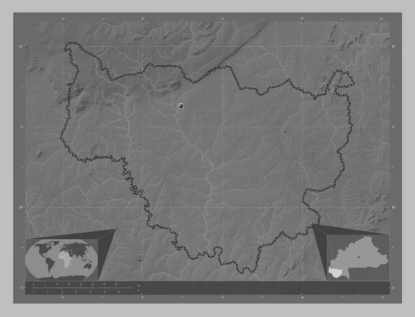 Каскады Область Буркина Фасо Карта Высот Оттенках Серого Озерами Реками — стоковое фото
