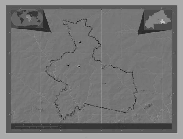 Центр Восток Буркина Фасо Карта Рельефа Билевела Озерами Реками Места — стоковое фото