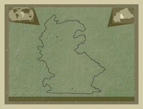 Centre Ouest Περιφέρεια Μπουρκίνα Φάσο Υψόμετρο Χάρτη Χρωματισμένο Στυλ Wiki — Φωτογραφία Αρχείου