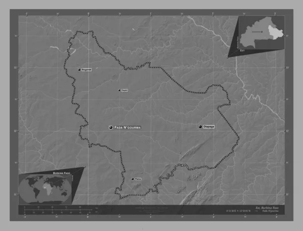 Est Regionen Burkina Faso Bilevel Höjd Karta Med Sjöar Och — Stockfoto