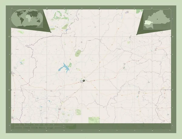 布基纳法索地区上巴萨斯省 开放街道地图 角辅助位置图 — 图库照片