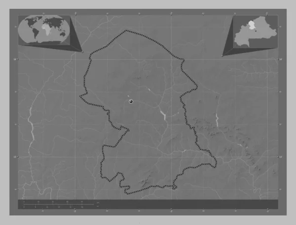 Nord Regio Burkina Faso Grayscale Hoogte Kaart Met Meren Rivieren — Stockfoto