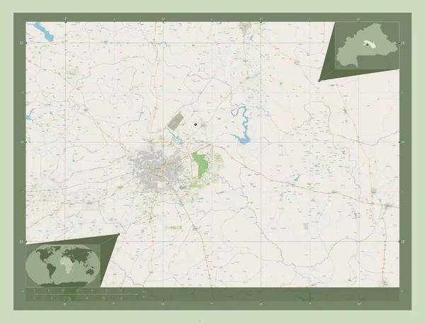 Plateau Central Regio Burkina Faso Open Plattegrond Hulplocatiekaarten Hoek — Stockfoto