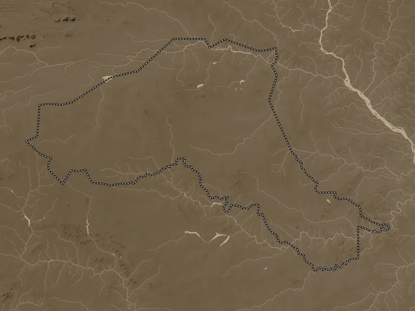 Sahel Region Burkina Faso Elevation Map Colored Sepia Tones Lakes — Stock Photo, Image