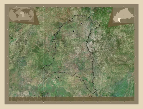 布基纳法索西南部地区Sud West Region Burkina Faso 高分辨率卫星地图 该区域主要城市的所在地点 角辅助位置图 — 图库照片
