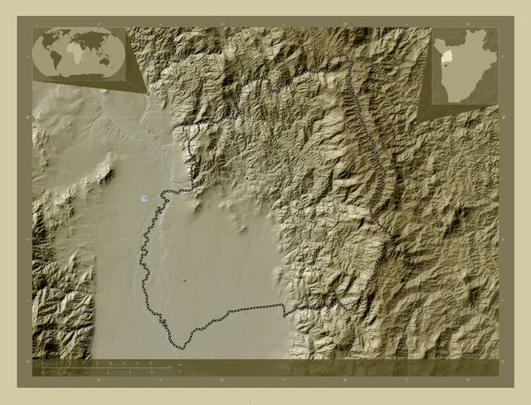 Bubanza Prowincja Burundi Mapa Wzniesień Kolorowa Stylu Wiki Jeziorami Rzekami — Zdjęcie stockowe