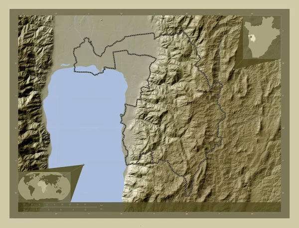Bujumbura Rural Province Burundi Elevation Map Colored Wiki Style Lakes — Stock Photo, Image
