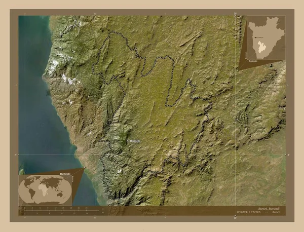 Bururi Επαρχία Του Μπουρούντι Δορυφορικός Χάρτης Χαμηλής Ανάλυσης Τοποθεσίες Και — Φωτογραφία Αρχείου