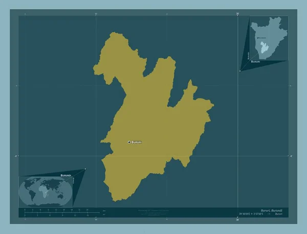 Bururi Provincie Burundi Stevige Kleurvorm Locaties Namen Van Grote Steden — Stockfoto