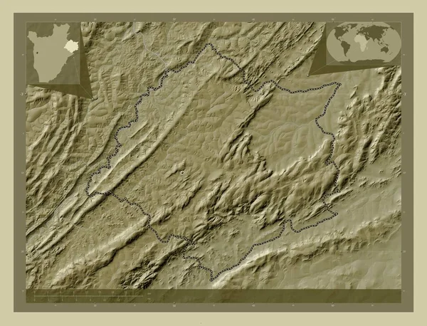 Κανκούζο Επαρχία Μπουρούντι Υψόμετρο Χάρτη Χρωματισμένο Στυλ Wiki Λίμνες Και — Φωτογραφία Αρχείου