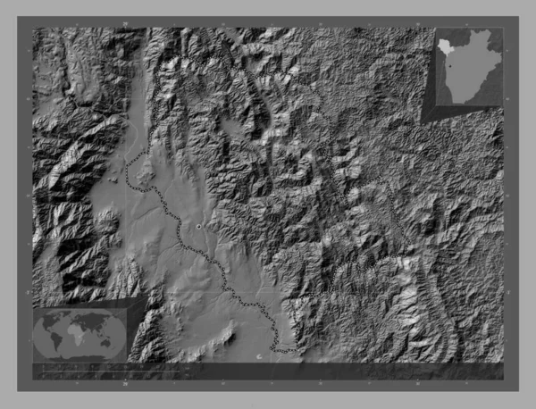 Cibitoke Επαρχία Μπουρούντι Bilevel Υψομετρικός Χάρτης Λίμνες Και Ποτάμια Γωνιακοί — Φωτογραφία Αρχείου