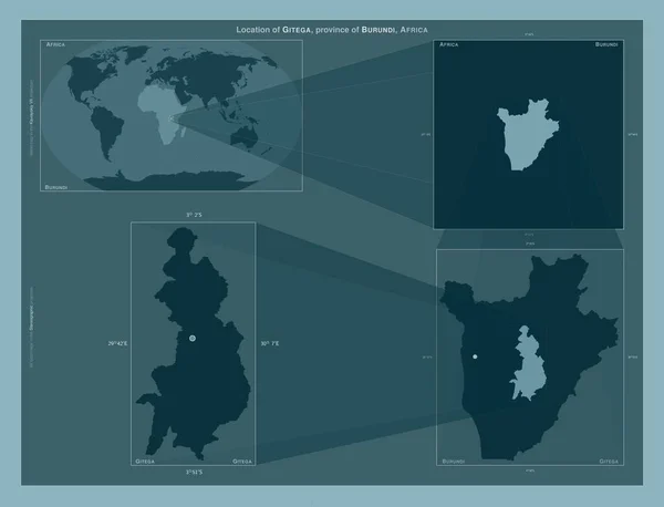 Gitega Provincia Burundi Diagrama Que Muestra Ubicación Región Mapas Gran — Foto de Stock