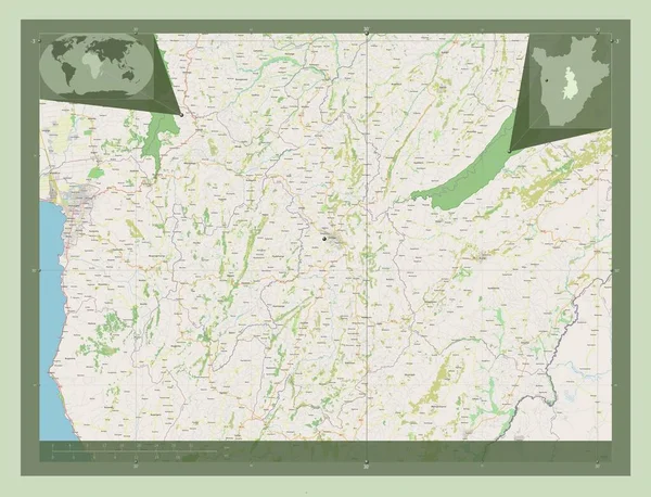 吉特加 布隆迪省 开放街道地图 该区域主要城市的所在地点 角辅助位置图 — 图库照片