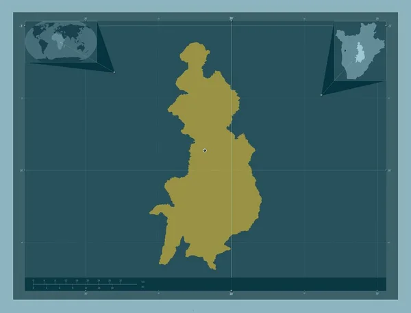Gitega Επαρχία Του Μπουρούντι Ατόφιο Χρώμα Γωνιακοί Χάρτες Βοηθητικής Θέσης — Φωτογραφία Αρχείου